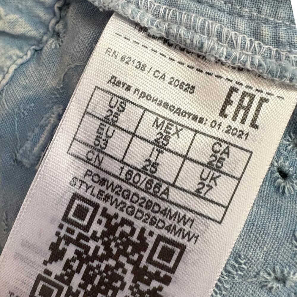 Guess Floral Eyelet Denim Shorts High Rise Light Wash Sz 25 Coquette Boho Casual - Picture 6 of 9